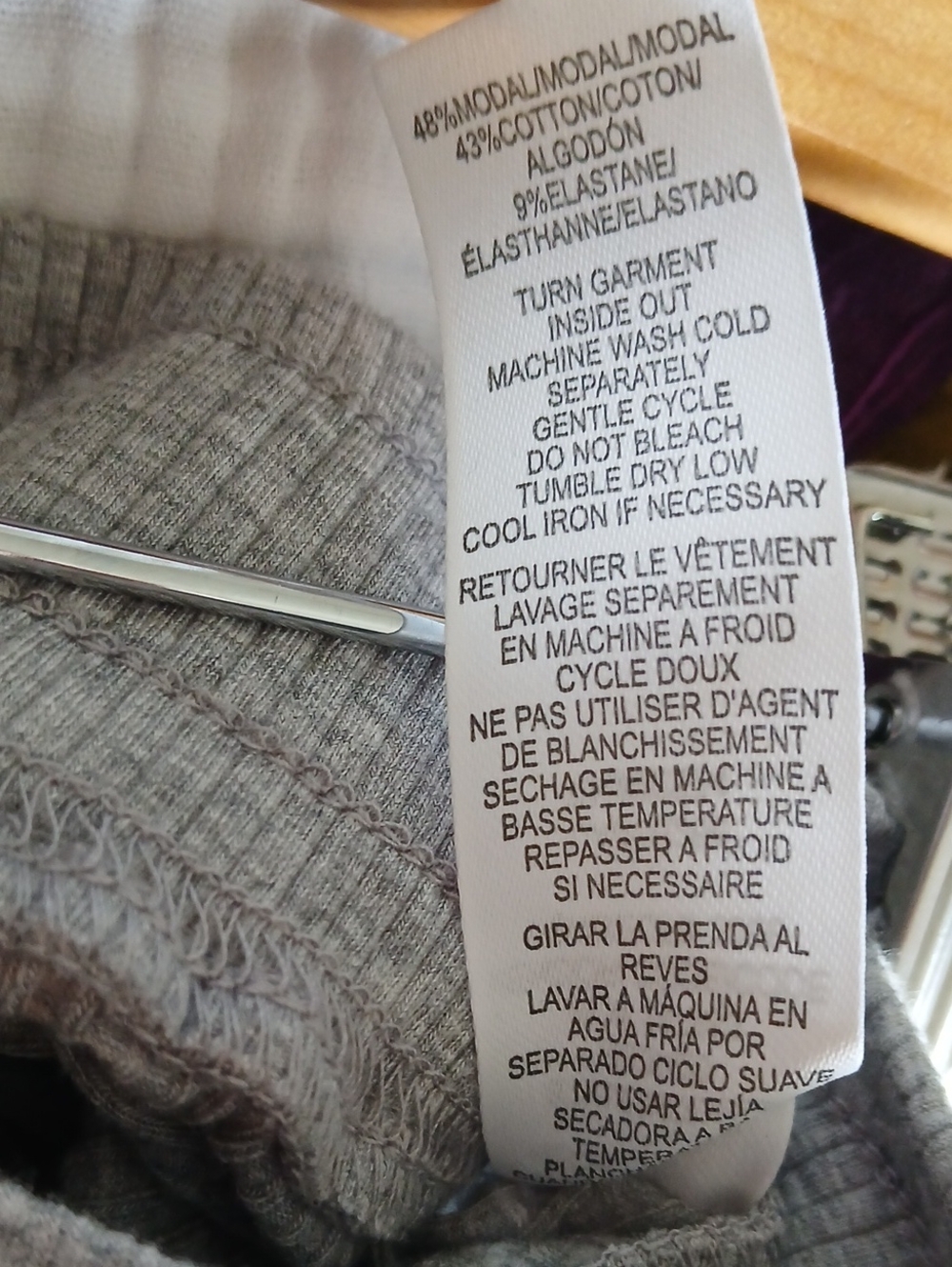 Splendid Gray Ribbed Drawstringwide Leg  Pants Nwt - Picture 6 of 6